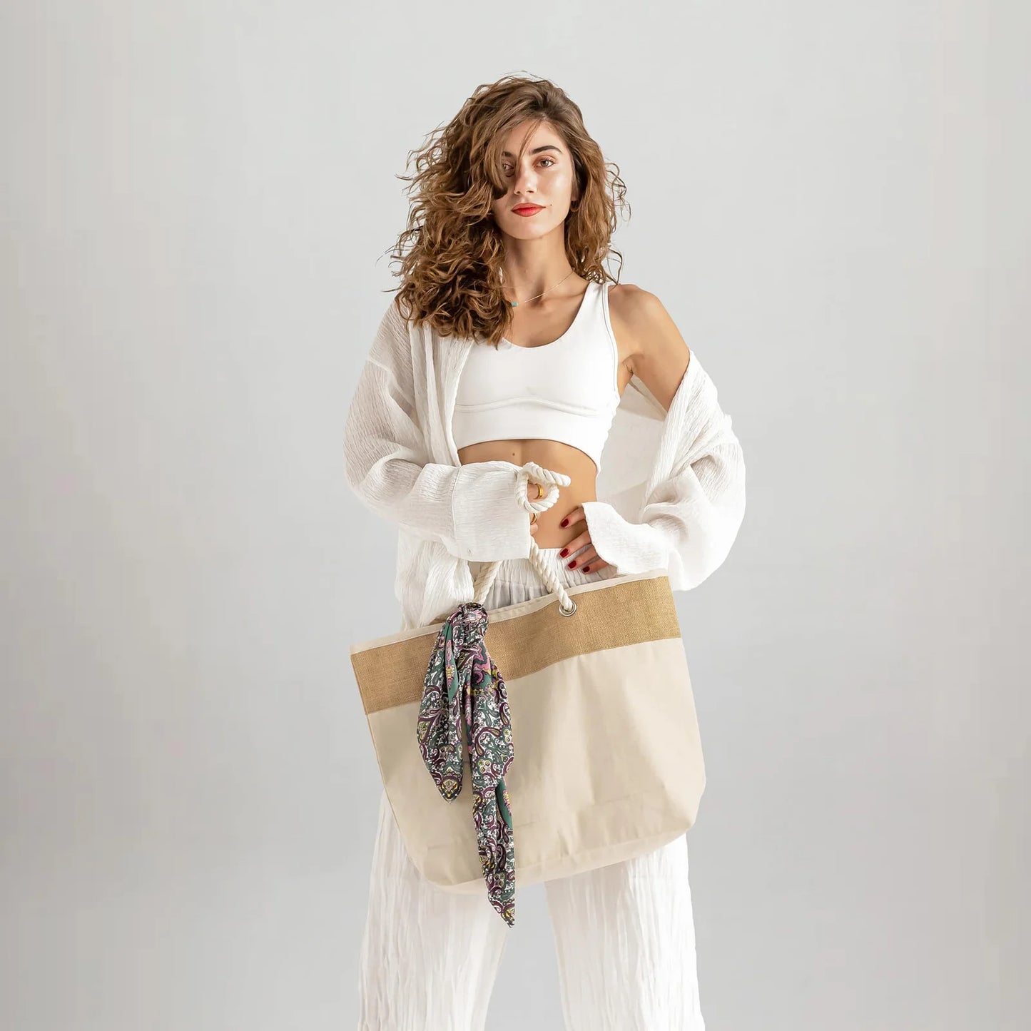 Fancy Canvas Rope Tote