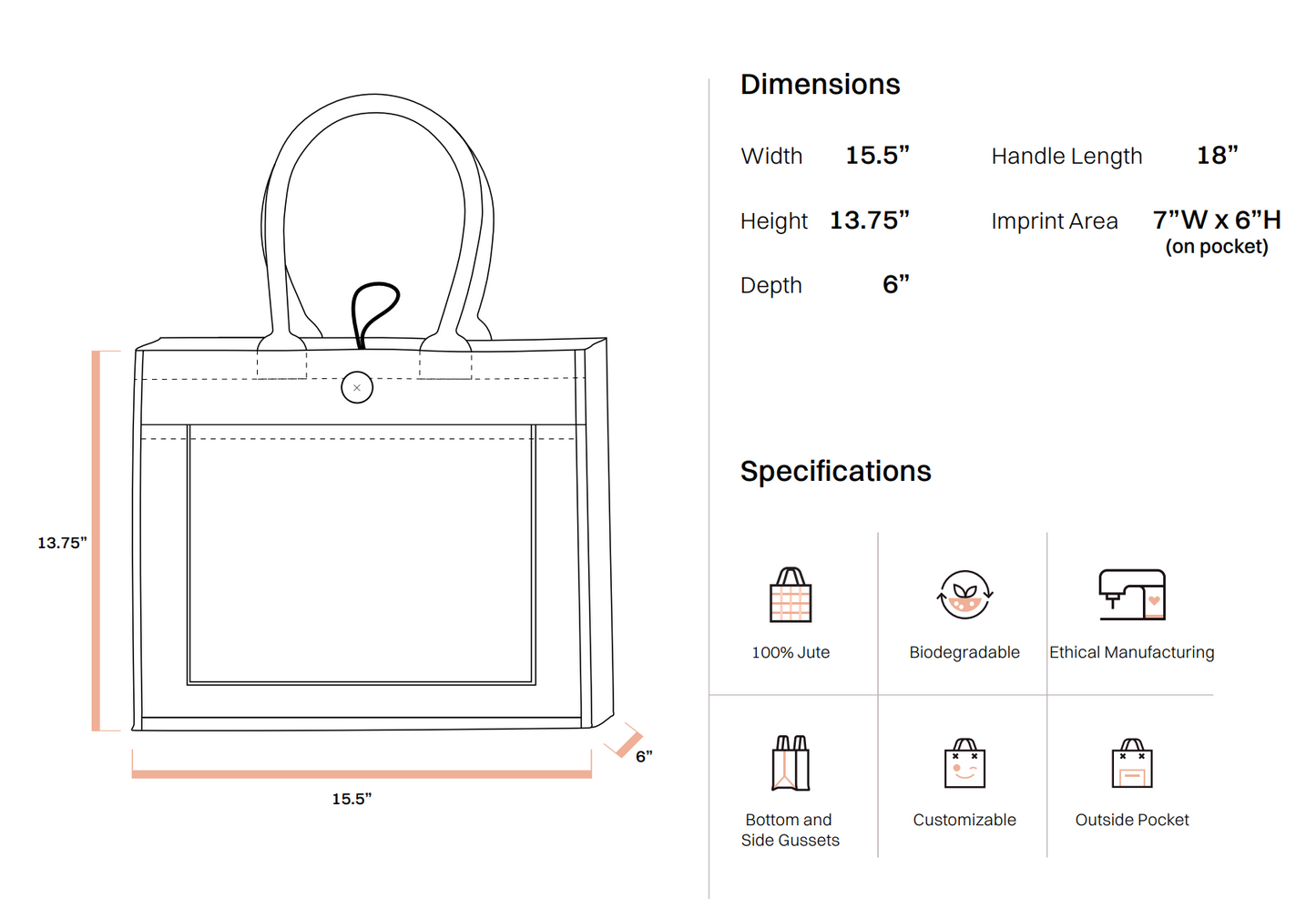 Button Closure Jute Tote