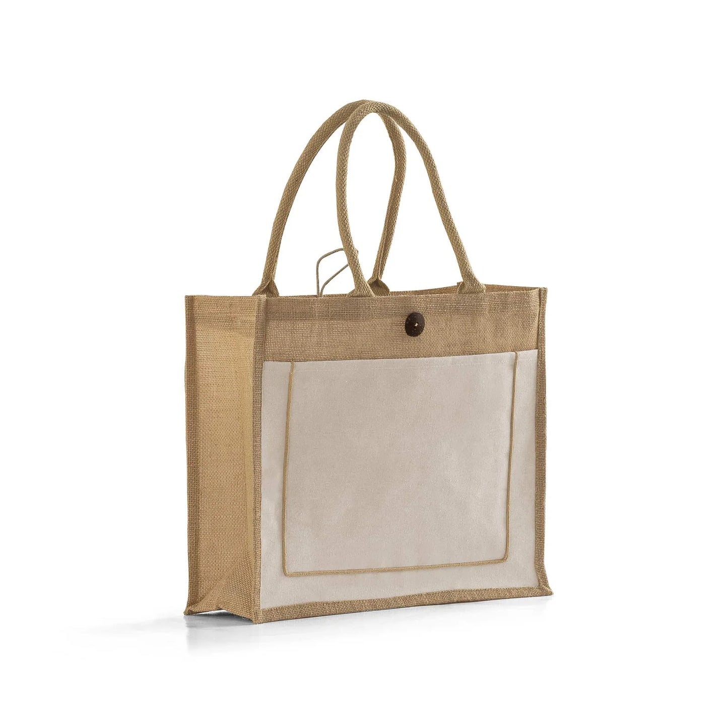 Button Closure Jute Tote