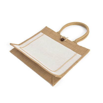 Button Closure Jute Tote