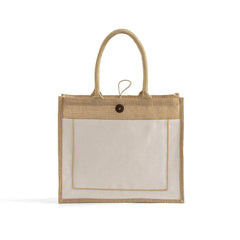 BUTTON CLOSURE JUTE TOTE